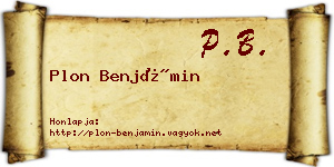 Plon Benjámin névjegykártya
